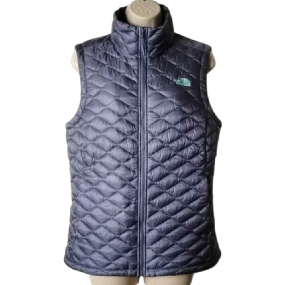 NWOT North Face Thermoball Quilted Puffer Vest L Gray-Blue Mint